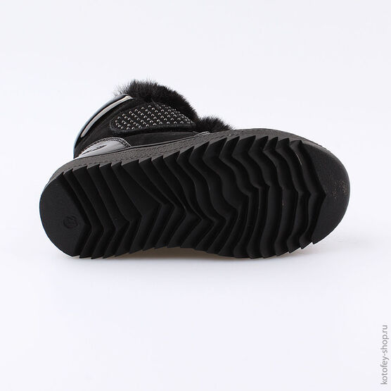 354034-41 Черные полусапожки с опушкой из меха для девочки черный фото №3