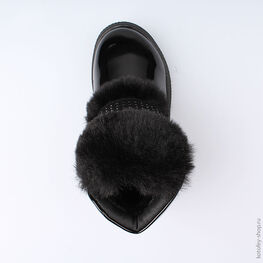 354034-41 Черные полусапожки с опушкой из меха для девочки черный фото №4