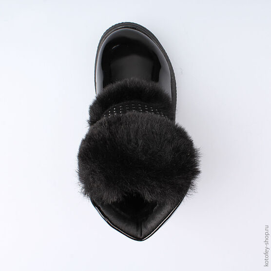 354034-41 Черные полусапожки с опушкой из меха для девочки черный фото №4