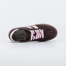 732411-73 Кожаные кеды-полуботинки для девочки для девочки коричневый + розовый фото №4