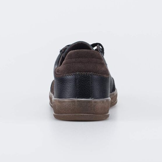 732411-76 Кожаные кеды-полуботинки для мальчика для мальчики черный + коричневый фото №5