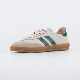 732411-77 Кожаные кеды-полуботинки для мальчика для мальчики беж-зел