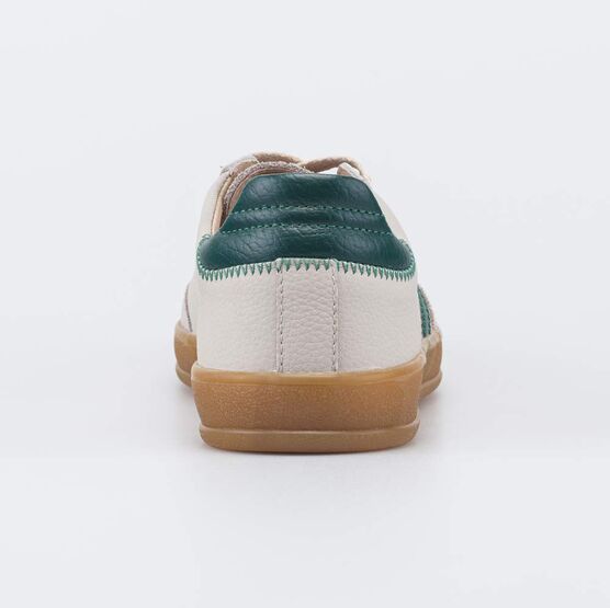 732411-77 Кожаные кеды-полуботинки для мальчика для мальчики беж-зел фото №5