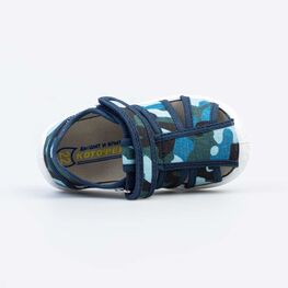 221117-11 Текстильные сандалии с липучками Камуфляж для мальчики синий фото №4