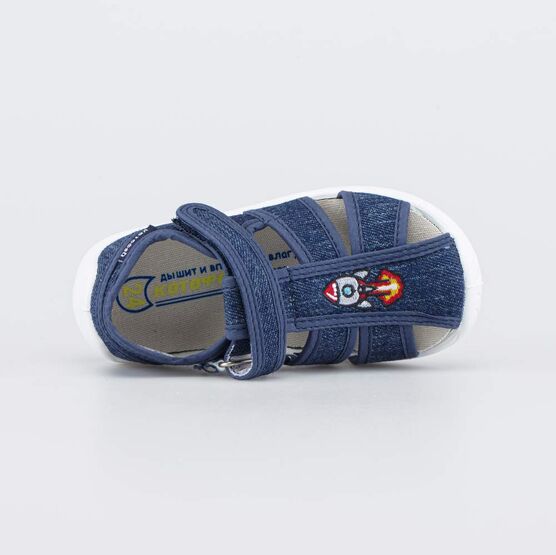 221132-12 Текстильные сандалии для мальчика Ракета для мальчики синий фото №4