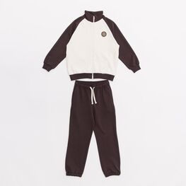 07764107-30 Кофейный костюм зип-свитшот + брюки для мальчика для мальчики коричневый,бежевый