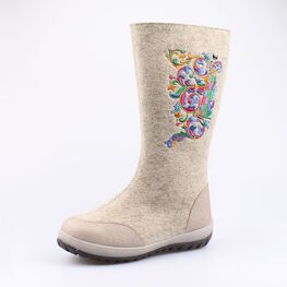 867074-41 Валенки с вышивкой Гуслица для девочки серый