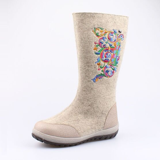 867074-41 Валенки с вышивкой Гуслица для девочки серый