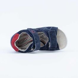 222085-21 Сандалии из натурального нубука для мальчики син-кра фото №4