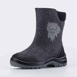 667055-41 Валенки для мальчика Медведь-сноубордист для мальчики серый + черный