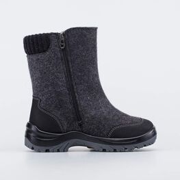 667055-41 Валенки для мальчика Медведь-сноубордист для мальчики серый + черный фото №2