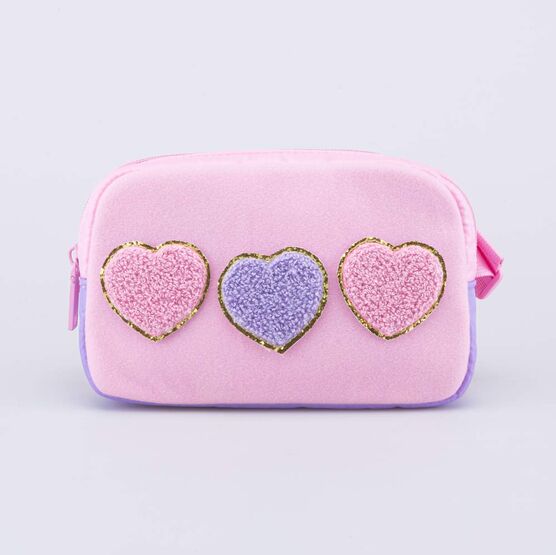 02819014-40 Сумка поясная с патчами для девочки для девочки розовый,сиреневый