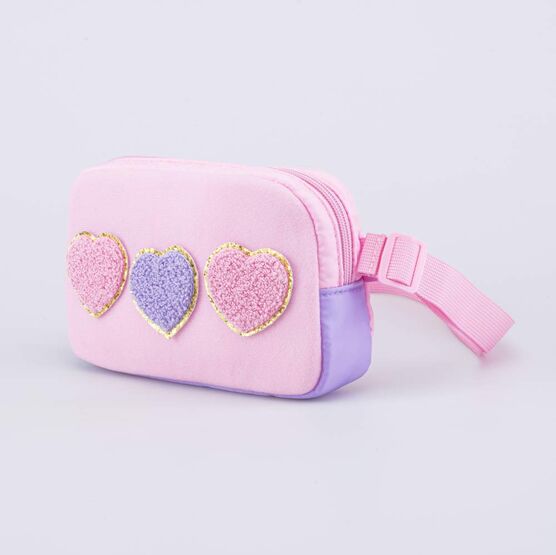 02819014-40 Сумка поясная с патчами для девочки для девочки розовый,сиреневый фото №2