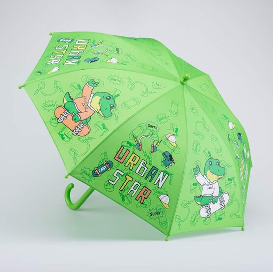 03707209-40 Зеленый зонт с гидрохромным принтом Крокодил-скейтер для мальчики зеленый