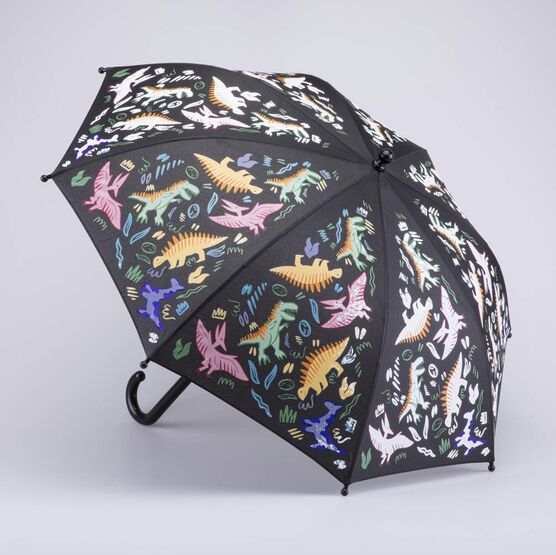03707210-40 Черный зонт с гидрохромным принтом Динозавры для мальчики черный,оранжевый