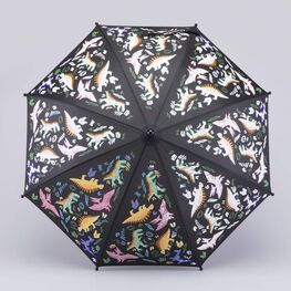03707210-40 Черный зонт с гидрохромным принтом Динозавры для мальчики черный,оранжевый фото №2