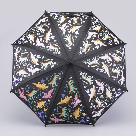 03707210-40 Черный зонт с гидрохромным принтом Динозавры для мальчики черный,оранжевый фото №2