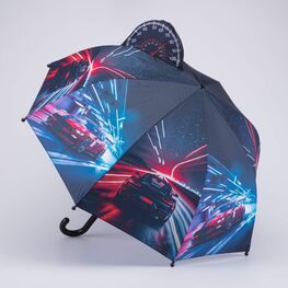 03707211-40 Черный зонт для детей Автогонки для мальчики черный