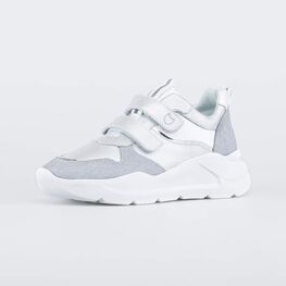 532274-21 Кожаные полуботинки для девочки для девочки серебристый