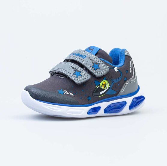 144164-72 Всепогодные кроссовки из материала SoftShell с подсветкой на подошве для мальчики сер-син