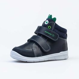 152303-22 Кожаные ботинки на липучках Динозавр для мальчики синий