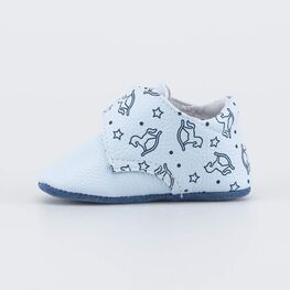 002138-23 Кожаные пинетки с липучкой Коняшка для мальчики голубой фото №2