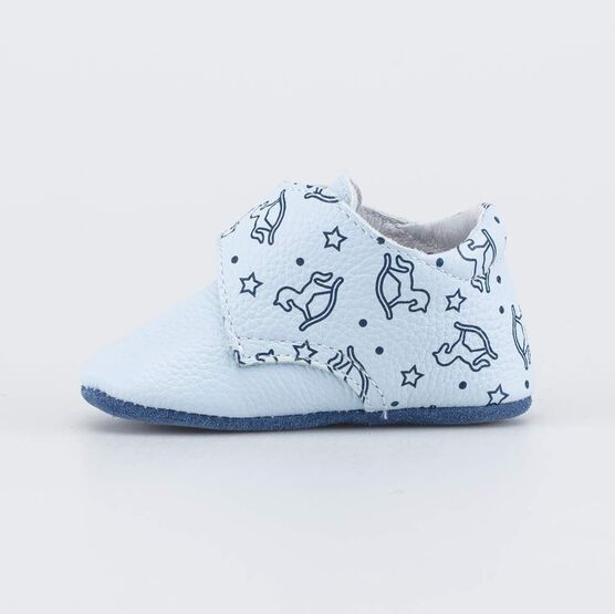 002138-23 Кожаные пинетки с липучкой Коняшка для мальчики голубой фото №2