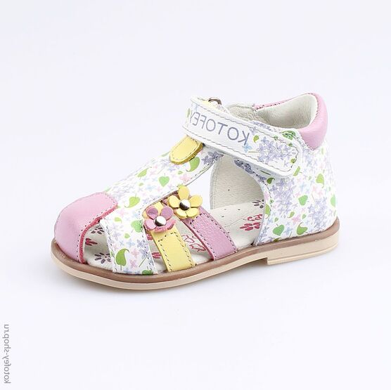 022091-21 Туфли летние для девочки сир-цве