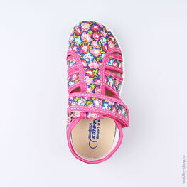 421022-11 Босоножки текстильные для девочки фук-цве фото №4