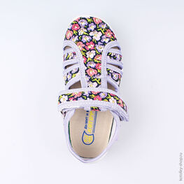 421022-12 Босоножки текстильные для девочки сир-цве фото №4