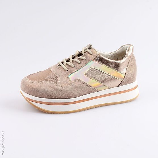 732195-24 Полуботинки для девочки беж-зол