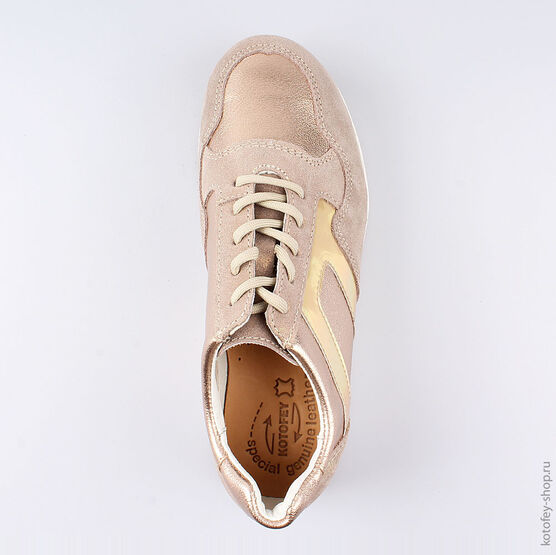 732195-24 Полуботинки для девочки беж-зол фото №4