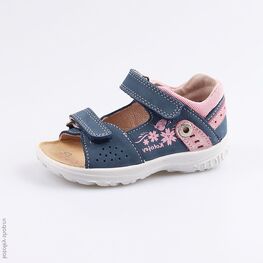 122151-21 Босоножки для девочки из натурального нубука для девочки син-роз