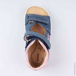 122151-21 Босоножки для девочки из натурального нубука для девочки син-роз фото №4