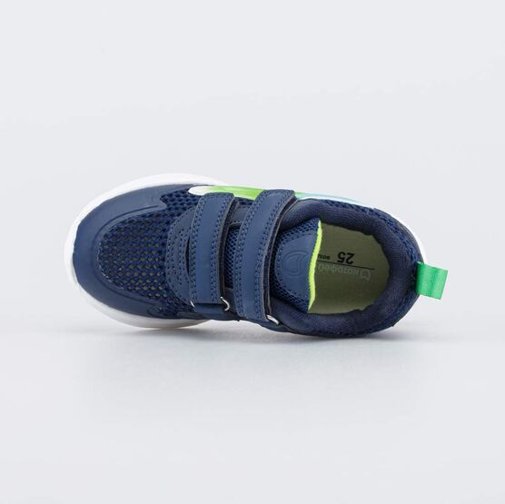 344532-12 Кроссовки сеточкой с LED для мальчики синий + салатовый фото №4