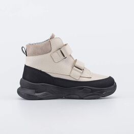 352418-31 Кожаные ботинки утепленные 1936 для девочки бежевый + черный фото №2