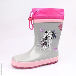 566134-11 Резиновые сапоги для девочки сер-роз