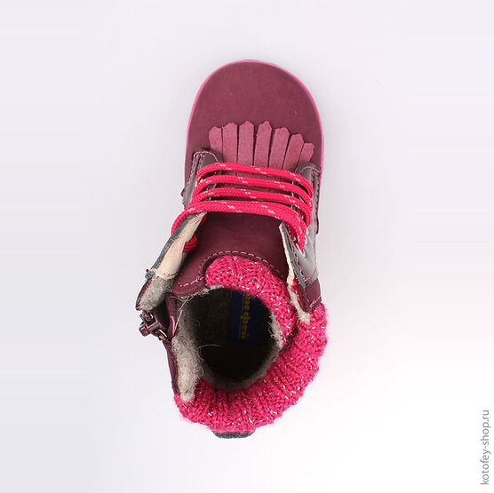 352157-32 Ботинки для девочки бордовый фото №4