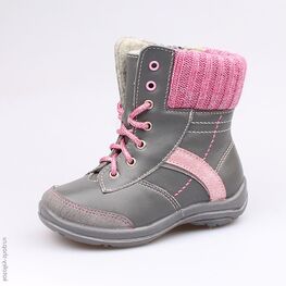 352141-32 Ботинки для девочки сер-роз