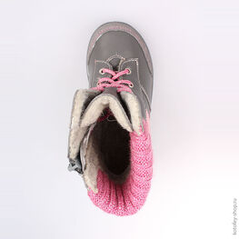 352141-32 Ботинки для девочки сер-роз фото №4