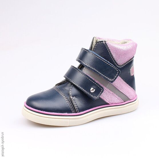 352145-33 Ботинки для девочки син-роз