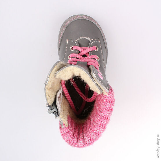 152169-32 Ботинки для девочки сер-роз фото №4