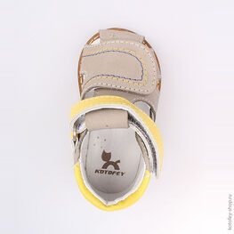 022070-22 Туфли летние для мальчики сер-жел фото №4