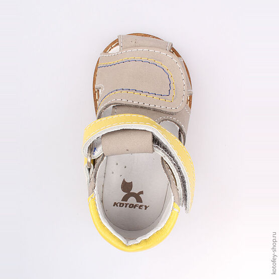 022070-22 Туфли летние для мальчики сер-жел фото №4