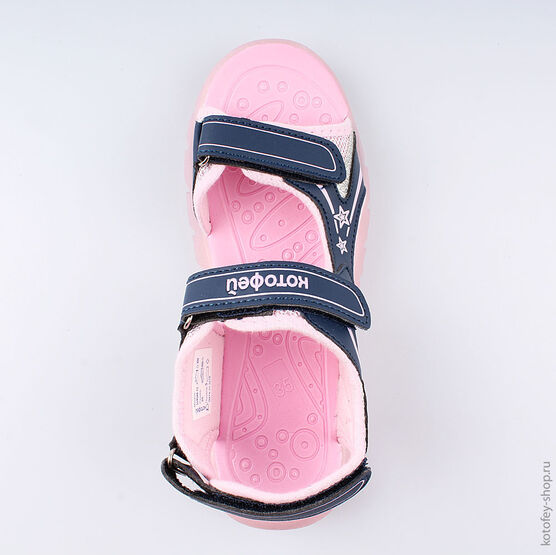 524048-12 Пляжная обувь с LED-подсветкой для девочки син-роз фото №4