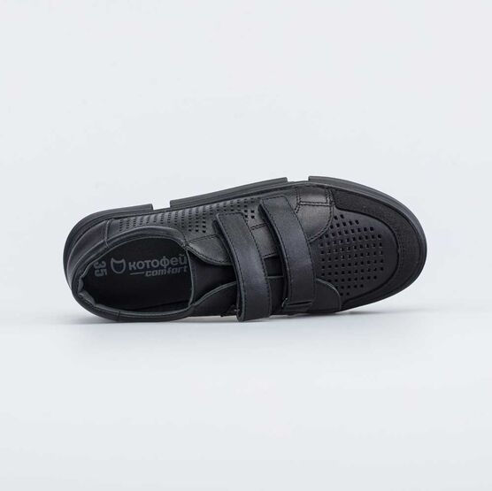 532271-21 Кожаные полуботинки на липучках для мальчики черный фото №4