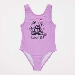 07852085-42 Купальник слитный для девочки Милый мишка для девочки сиреневый