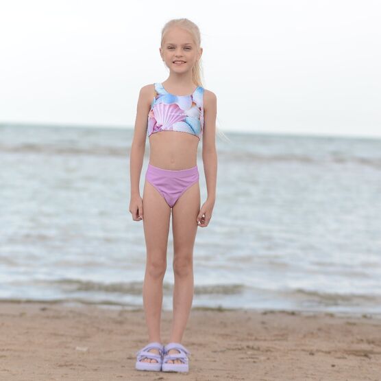 07852086-40 Детский раздельный купальник для девочки сиреневый + голубой фото №5