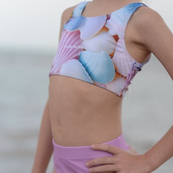 07852086-40 Детский раздельный купальник для девочки сиреневый + голубой фото №6