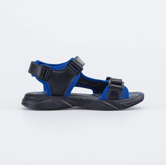 724046-21 Сандалии на липучках для мальчика-подростка для мальчики черный + синий фото №2